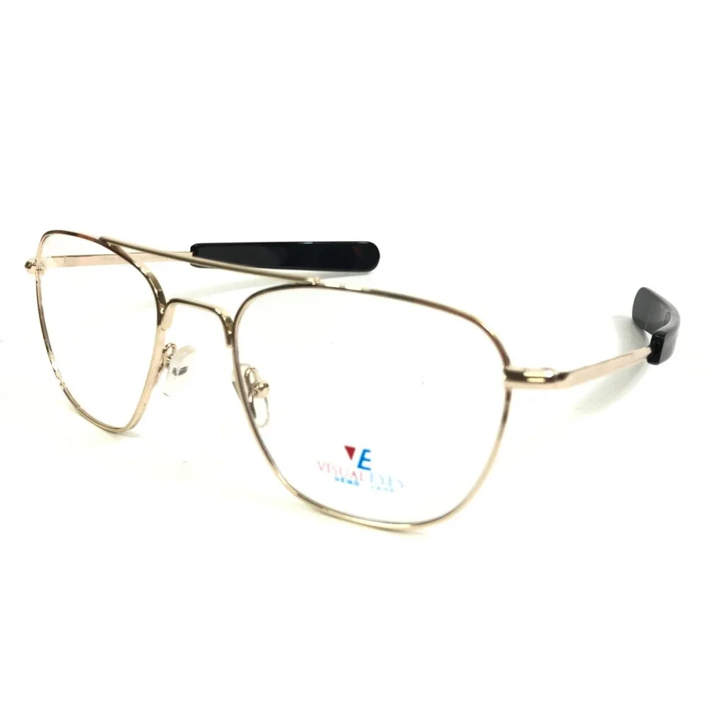 Visual Eyes Eyeglasses Frames STEALTH Y.GOLD Yellow Gold Military 52-19-140